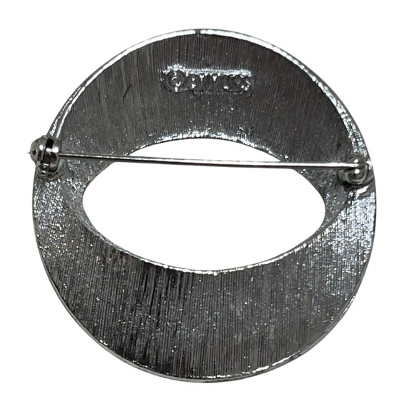 Vintage EMMONS Signed Flower Brushed Silver Tone Brooch Scarf Estate Pin Retro - Picture 3 of 4